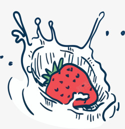 手绘草莓牛奶素材