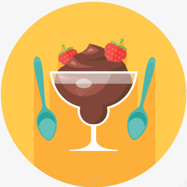 陕西美食草莓巧克力冰淇淋图标矢量图图标