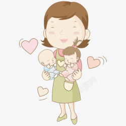 母婴抱毯妈妈抱着两个可爱的宝宝高清图片