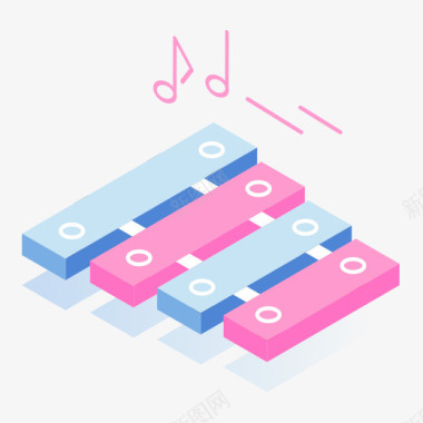 MUSIC一个蓝粉色的乐器图标图标