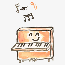 橙色钢琴手绘橙色钢琴高清图片