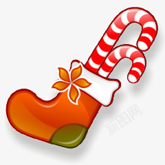 圣诞礼物圣诞礼物装饰物袜子拐杖图标图标