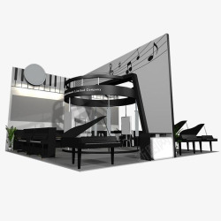 灰黑色调钢琴3D展厅高清图片