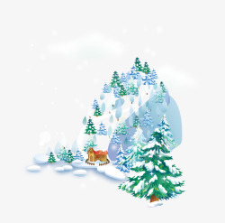 卡通积雪树素材