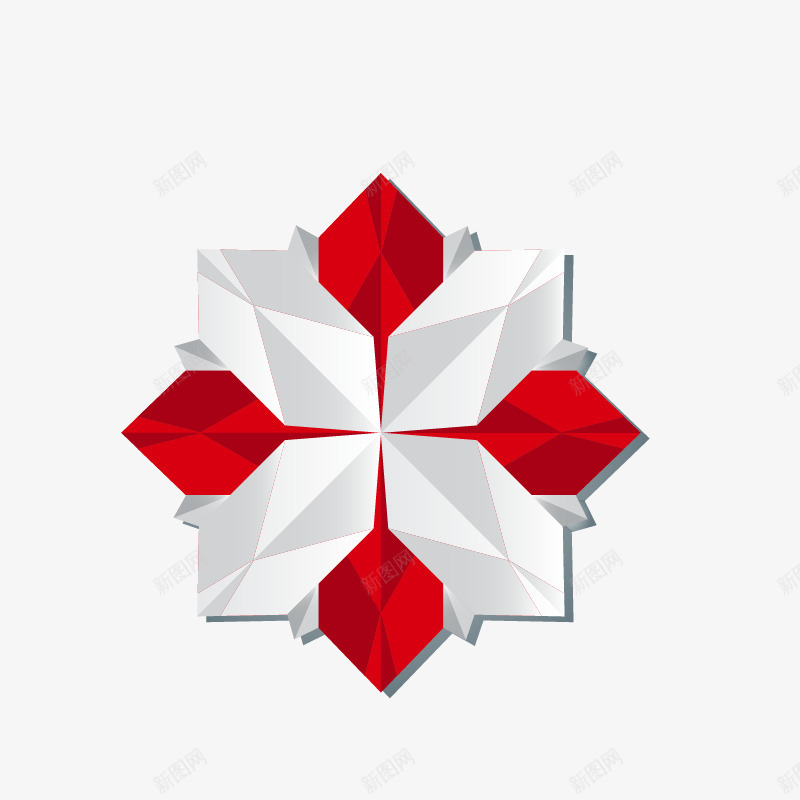 折纸雪花钻石png免抠素材_88icon https://88icon.com 圣诞折纸风格装饰 红白折纸风格装饰 红白装饰物