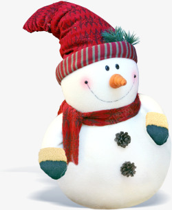 扁平风格创意合成戴帽子的雪人素材