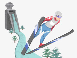 手绘体育运动会高山滑雪素材
