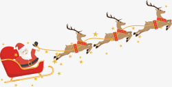 拉雪橇拉雪橇的麋鹿和圣诞老人矢量图高清图片