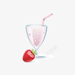 手绘草莓果汁素材