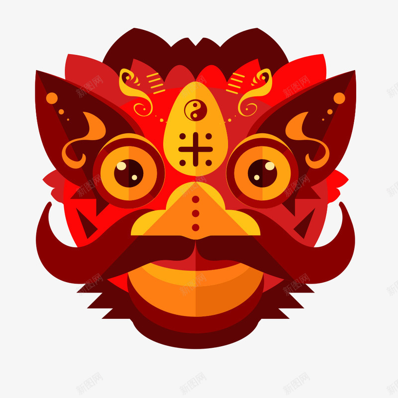 红色中国风节日狮头装饰png免抠素材_88icon https://88icon.com 2017春节 中国风 元宵 元旦 喜庆 年味 海报配景素材 节日素材 过年 迎春元素