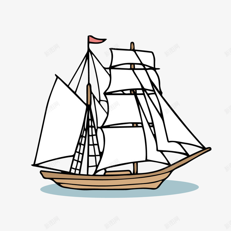 卡通白色航海帆船png免抠素材_88icon https://88icon.com 交通工具 卡通木船 白色帆船 航海工具