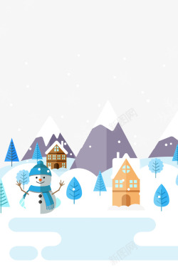 冬天浪漫雪景图卡通雪景元素图高清图片