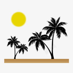 俯视背包客剪影椰子树太阳矢量图高清图片