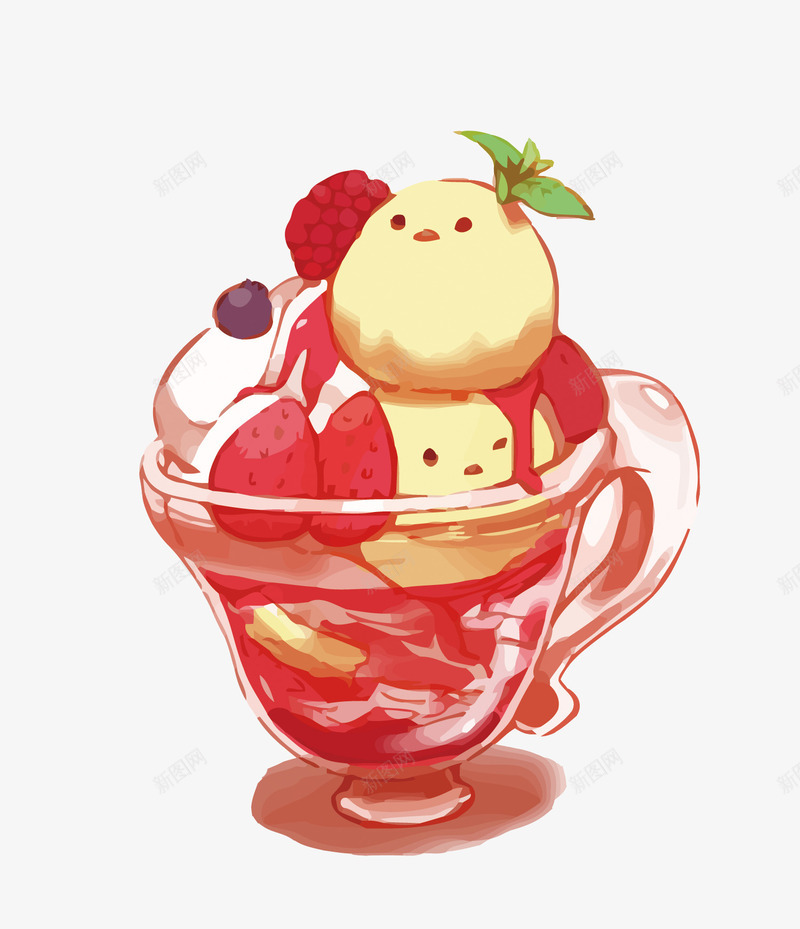 草莓冰淇淋杯矢量图eps免抠素材_88icon https://88icon.com PNG图片 PNG图片素材 PNG素材 PNG素材免费下载 冰淇淋 小鸡 草莓 矢量图