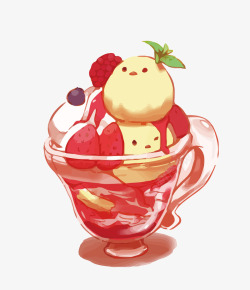 草莓冰淇淋杯矢量图素材