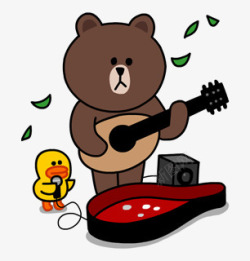 弹吉他的小熊卡通小熊弹吉他小鸡唱歌高清图片