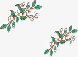 手绘茉莉花装饰框矢量图素材
