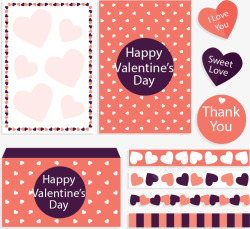 爱心胶带8款情人节卡片与装饰物高清图片