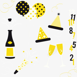 黑色黄色新年派对矢量图素材