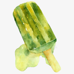 夏天冰棒绿豆雪糕水彩画片高清图片