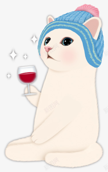 喝红酒的猫咪png免抠素材_88icon https://88icon.com png图形 png装饰 帽子 猫咪 红酒杯 装饰