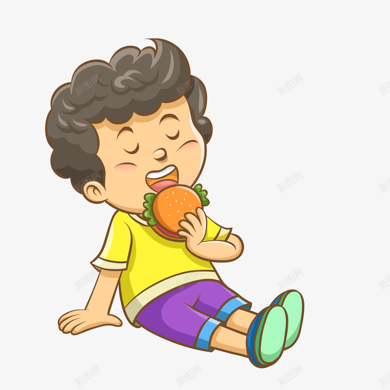卡通吃零食小男生png免抠素材_88icon https://88icon.com png免抠图 卡通 吃汉堡 小孩 手绘 美味 零食