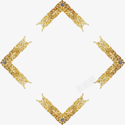 金色花纹菱形边框中秋素材