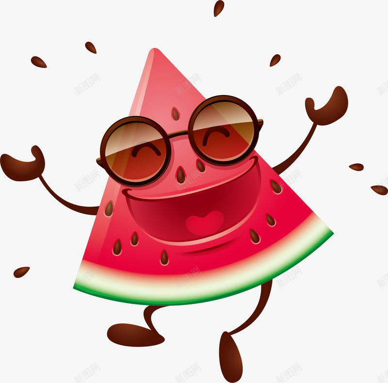 红色的卡通西瓜矢量图ai免抠素材_88icon https://88icon.com 卡通西瓜 墨镜 水果 矢量图 红色 西瓜 西瓜破 黑色
