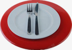 餐刀叉套装两个餐碟和刀叉高清图片