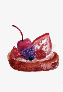草莓蛋糕甜点手绘素材