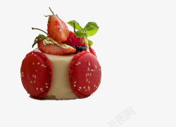 草莓马卡龙甜点素材