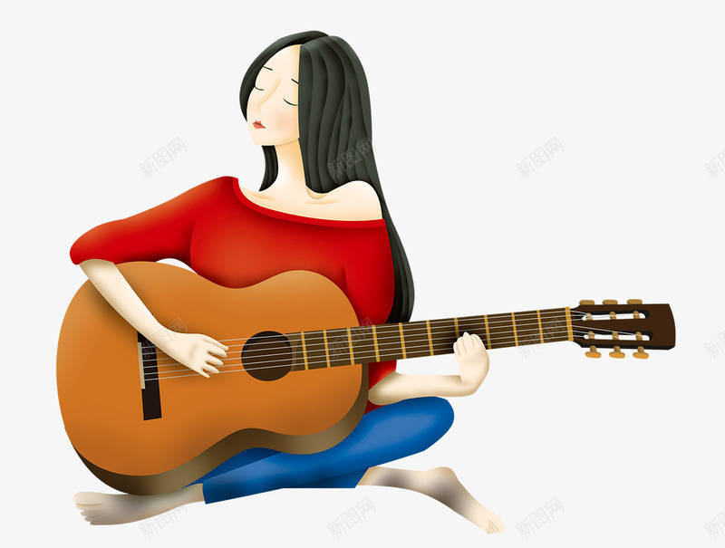 卡通手绘弹吉他的女孩psd免抠素材_88icon https://88icon.com 乐器 卡通 卡通手绘弹吉他的女孩 吉他社海报 女孩 弹吉他 手绘