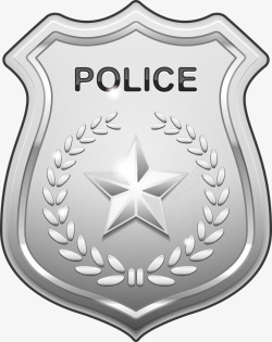 银色警察徽章矢量图素材