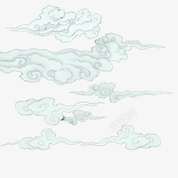 蓝色云彩中国风海报素材
