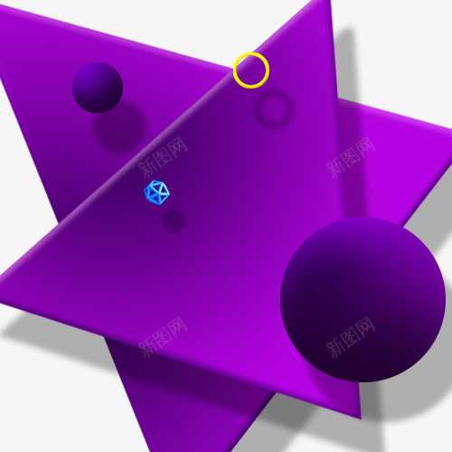 立体三维三角形圆形元素png免抠素材_88icon https://88icon.com 三维 元素 立体 紫色 色块