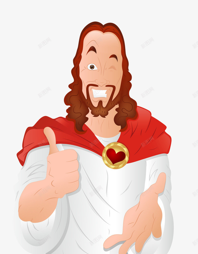 卡通耶稣人像矢量图eps免抠素材_88icon https://88icon.com 卡通手绘 棒 眨眼 矢量图 称赞 耶稣头像 表情