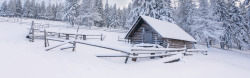 摄影小房子冬季雪景素材