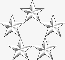 五个银色五角星素材