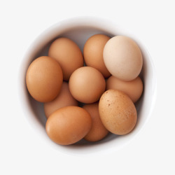 褐色鸡蛋碗里的一堆初生蛋实物素材