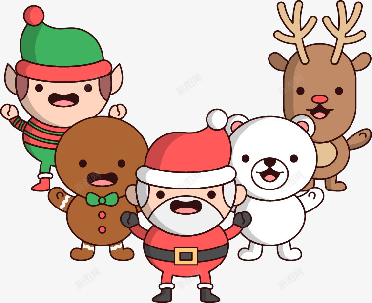 卡通可爱圣诞老人鹿小熊png免抠素材_88icon https://88icon.com 人物 卡通 可爱 圣诞老人 圣诞节 圣诞鹿 小熊 扁平