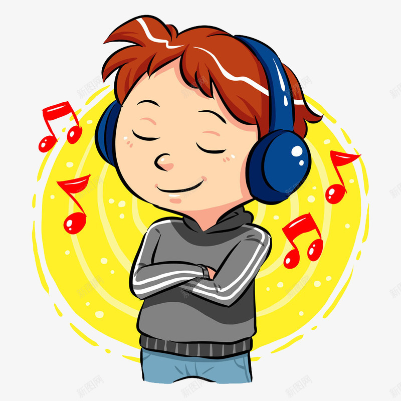 听音乐的男孩png免抠素材_88icon https://88icon.com 动漫人物头发 卡通 可爱 听音乐 手绘 棕色头发的男孩 男孩 音乐符号 音符