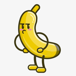 卡通黑色线条水果香蕉表情包素材