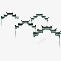 灰色中国风建筑装饰素材