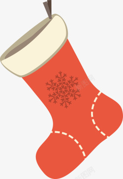 红色冬季雪花圣诞袜素材