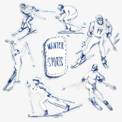 手绘雪橇索契冬奥会滑雪赛事插画矢量图高清图片