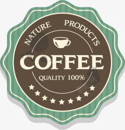 咖啡提神圆形咖啡徽章矢量图高清图片
