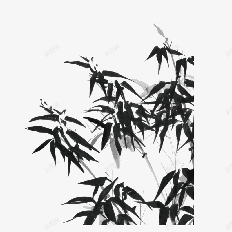 中国风竹子png免抠素材_88icon https://88icon.com 中国风 叶子 复古 植物 水墨 竹叶 竹子 绘画 装饰 黑色