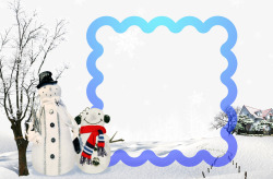 儿童雪景照片相框模板素材