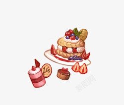 草莓蛋糕甜品素材