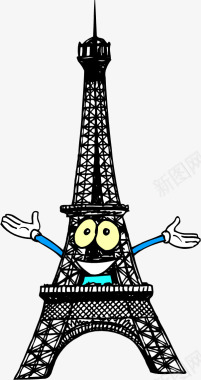 手绘巴黎铁塔矢量图图标图标